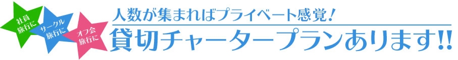 人数が集まればプライベート感覚!貸切チャータープランあります!!