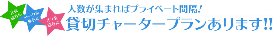 人数が集まればプライベート感覚！貸切チャータープランあります！！